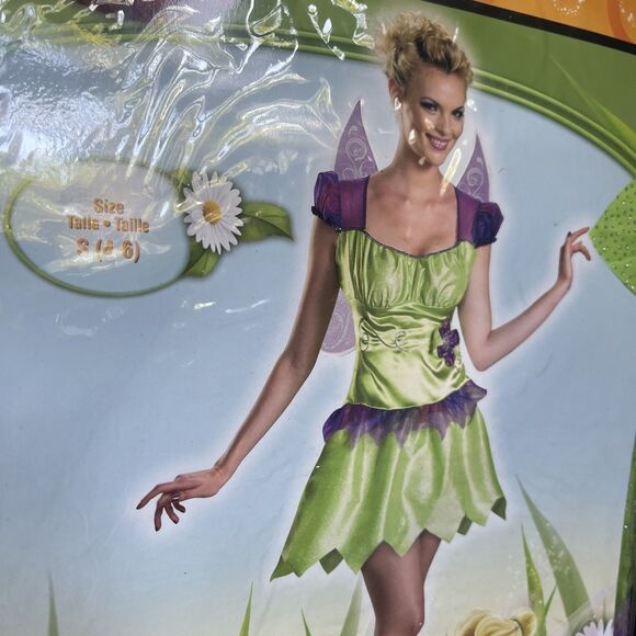 Disguise Disney Womens Tinker Bell Green & Purple Dress Costume Small (4-6) - Picture 2 of 5